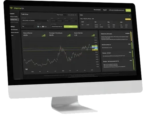 MantaTrade trade risk application on a desktop display