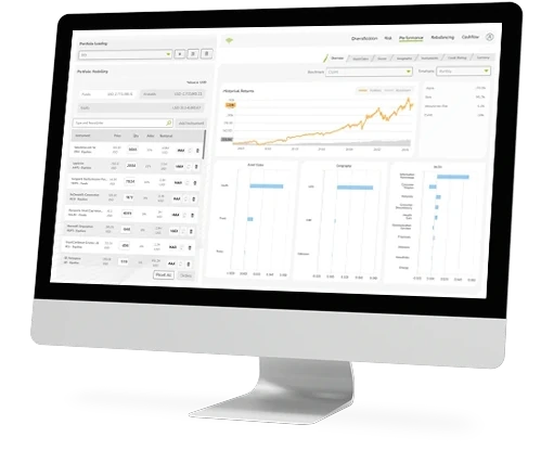 MantaWealth portfolio analytics application on a desktop display